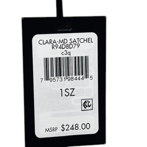 DKNY CLARA LEATHER SATCHEL CROSSBODY BAG RED PINK GOLD TONE COLORBLOCK NWT - Picture 13 of 13